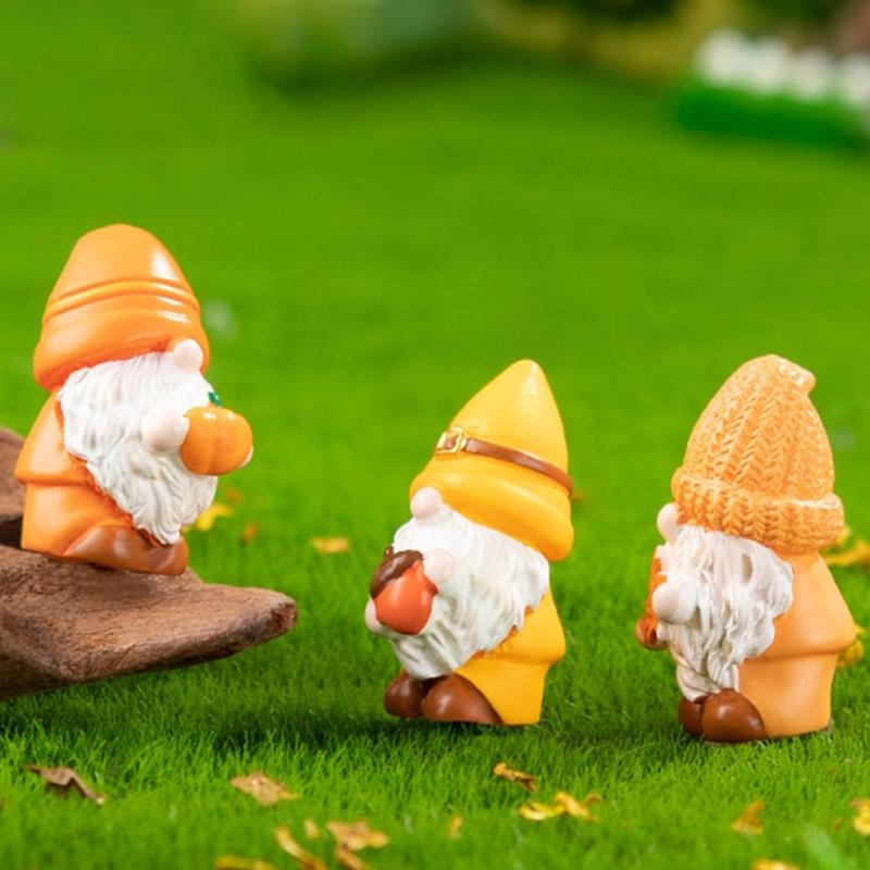 Set Of 3 Resin Leaf Miniatures Gnomes Ideal for Indoor and Outdoor Use Adds Unique Charm to Any Home or Garden Setting