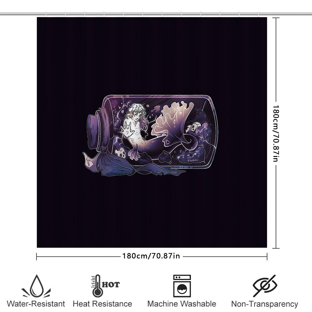 Ocean Mermaid Shower Curtain Fantasy Sea Mythology Bathroom Decor Waterproof Set Vintage Coastal Home Textile Art