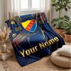 Couverture Flottée Djurgårdens IF Texte Personnalisé Logo Football Couverture Polaire Personnalisée Cadeau Spécial Pour Canapé Chambre Maison