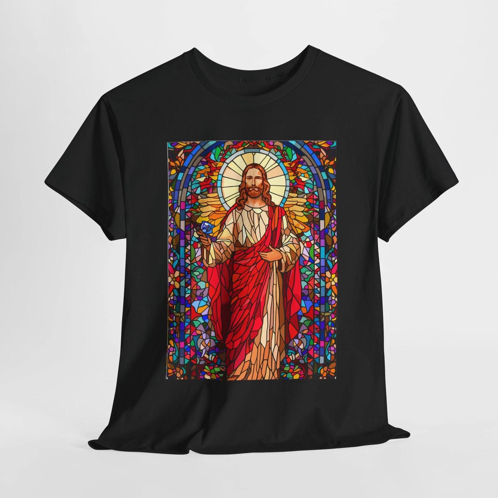 JESUS IS MY LORD VITRAL PRINT AWESOME GRAPHIC T SHIRT Unisex Heavy Cotton Tee XL