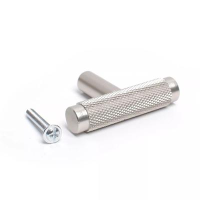 Knurled T Bar Door Handle for Kitchen Cabinet Drawer and Cupboard Modern Aluminium Design with Comfortable Grip