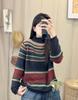 2025 Winter Striped High Neck Wool Knit Top for Women