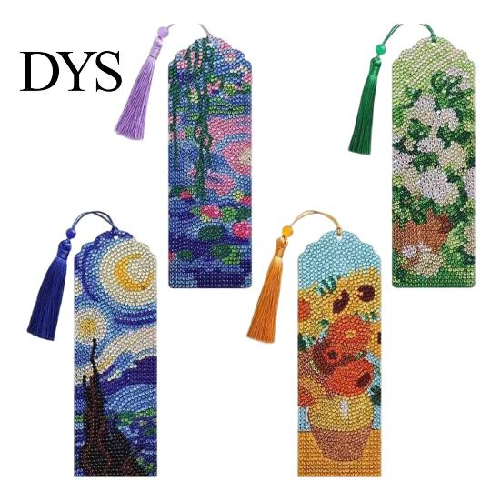 Artistic Stationery Items 4PCS Christmas Theme Diamond Painting Bookmarks, Creative DIY Art Kits, Bookmarks Stress Relief Portable Book Markers