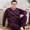 Fat Men's Cotton Pajamas Set, Large Size Thin Thermal Underwear Fat Loose Suit