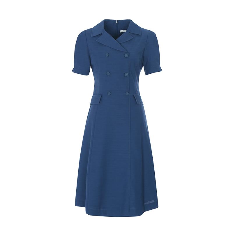 VISITINNEWYORK Puff Sleeve Double Button Dress (Vz5Op30)