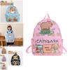 Adorable Capybara Print Children Backpack Spacious Lightweight For School Use