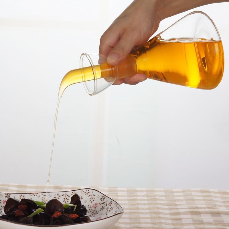 Kitchen Glass Oil Pot Triangle Chili Vinegar Bottle Sesame Cooking Wine Seasoning Bottle Home Anti-side Leakage Soy Sauce Pot