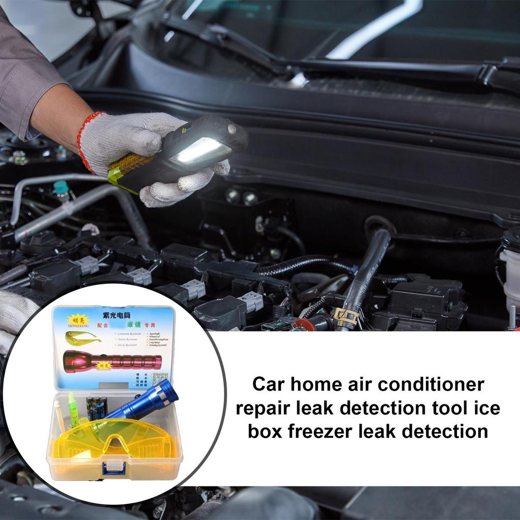 Refrigerant Leak Detector Kit Air Conditioner Leak Test Flashlight Versatile High-Efficiency Professional Car Leakage Tester for
