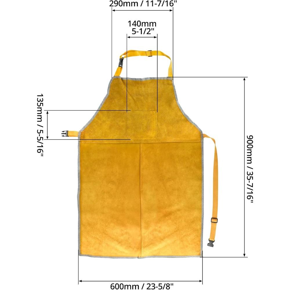 Leather Welding Work Apron - Flame Retardant and Splash Protective - Adjustable Shoulder Straps - Suitable for Welders and Blacksmiths