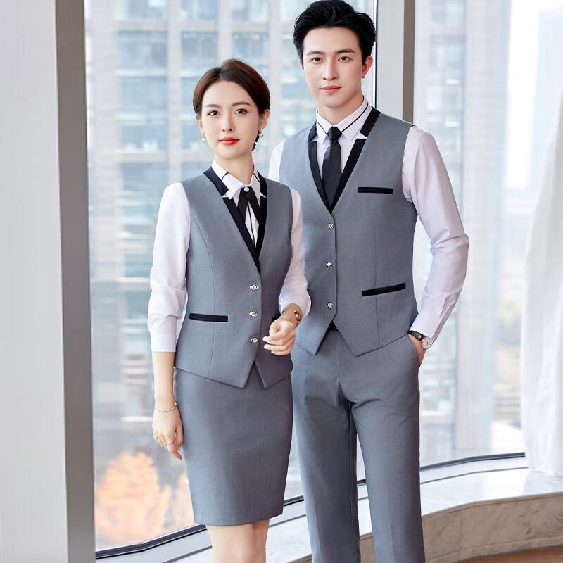 Unisex Hotel Property Staff Formal Vest Uniform 3-Piece Set