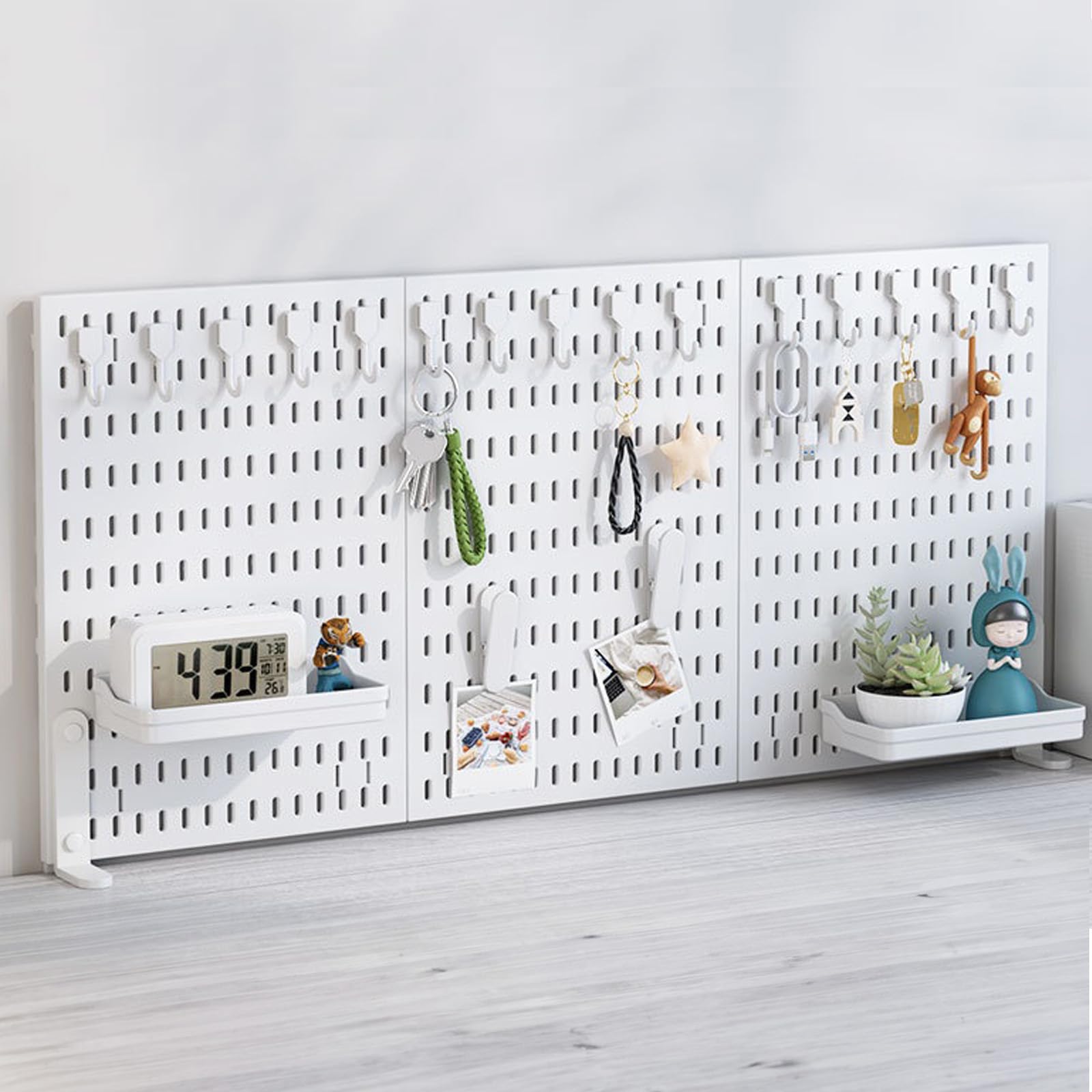 

Rimikuru Pegboard Desktop Clamp Perforated Board Desk Panel Desk Punching Board Wall Shelf Hook Storage Black White 3 (White - pieces) белый