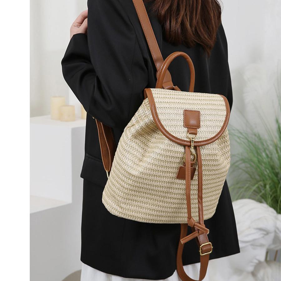 Women's Straw Backpack Summer Boho Bohemian Hollow Shoulder Bag Hobo Crochet Woven Travel Bags for Women Knitted Beach Back Pack