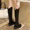 Fashion Shoes for Women Biker Black Long Pointed Toe Winter Knee High Shaft Footwear Ladies Boots Work Gothic Chic and Elegant Cosplay