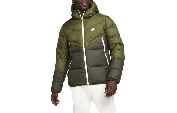 Nike Down Jackets Men s Green Hooded Moderate Quilted Down Jacket DD6796-326 S