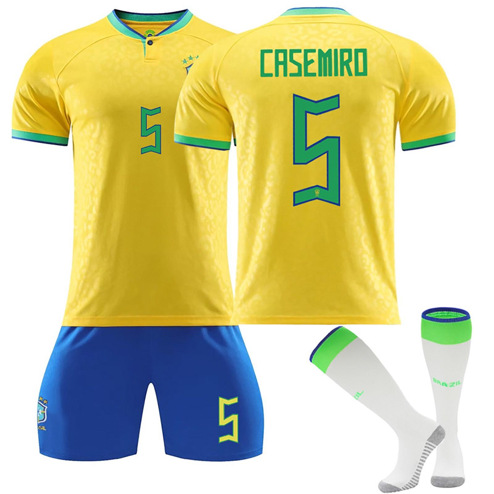 Brasile Maglie Casa Tuta da Allenamento Calcio Bambino Set M