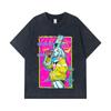 275 GSM Washed T-shirts 100% Cotton Cyberpunk Edgerunners V6 Rebecca Print Unisex Heavy Cotton T Shirt