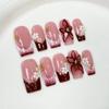 10Pcs Pink Flower Designs False Nails Sweet Extended Nail Extensions Fake Nail Tips  Nail Tool