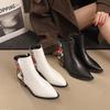 2026 New Women Ankle Boots  Autumn Winter Warm Cotton Shoes Women Mid-heel Embroidered Mid-tube Booties Woman Zapatos De Mujer