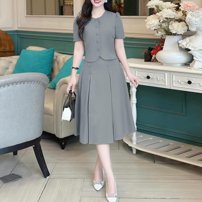 ZANZEA Women Short Sleeve Tops and Skirts Summer Two Piece Suit Sets