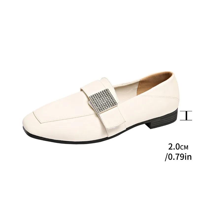 

Модная роскошная дизайнерская обувь для женщин 2024 года в британском стиле, повседневная модная женская обувь на плоской подошве, мягкие и удобные мокасины с квадратным носком 38 бежевый