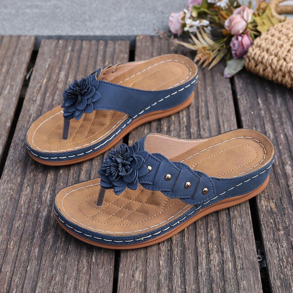 Floral Slide Sandals for Women – Casual Vacation Beach Wedge Comfortable Large-Size European & American Slippers