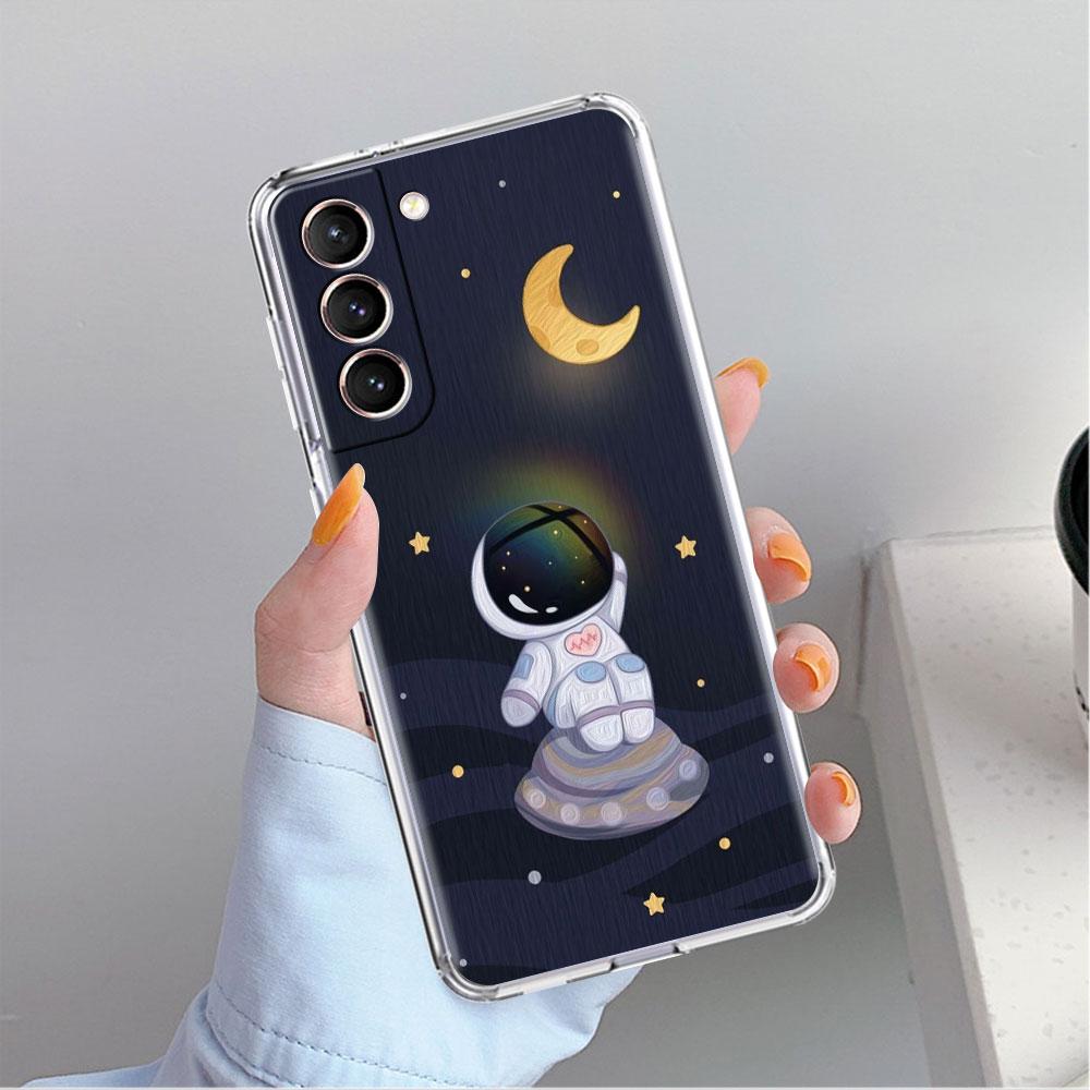 Astronaut Universe Clear Case For Samsung Galaxy S22 S20 FE S21 S10 S9 Plus Note 20 Ultra 10 Lite Transparent Phone Shell