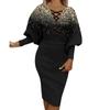 Women's Fashion V-Neck Hollow Long Sleeve Sleeve Printed Dress