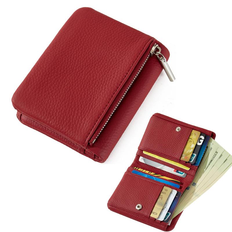Mendy Women's Leather Zip Wallet Genuine Leather Card Holder Wallet Cash Money Holder With Card Slots Women's Pouch Designer