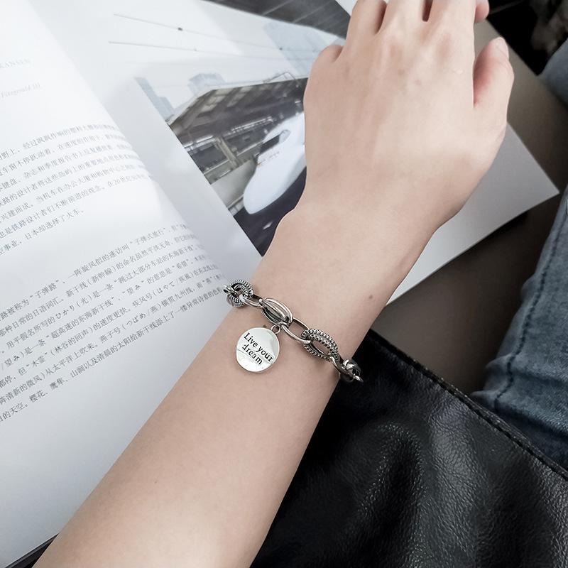 Korean Copper Dream Bracelet: Women's Retro Fashion Letter Wristband, Artistic Niche Jewelry Trend.