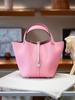 Picotin22 Half-Handmade Cowhide Strap Weave Top Handle Tote Bag For Women