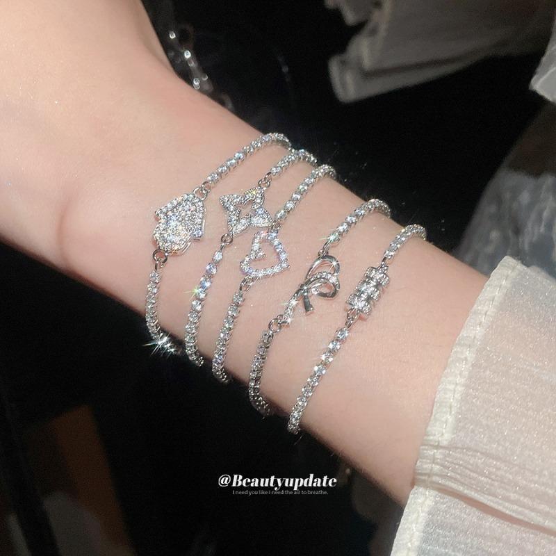 Zircon Love Bow Round Arrow Flower Pendant Bracelet Fashion Versatile Bracelet Light Luxury High-end Jewelry