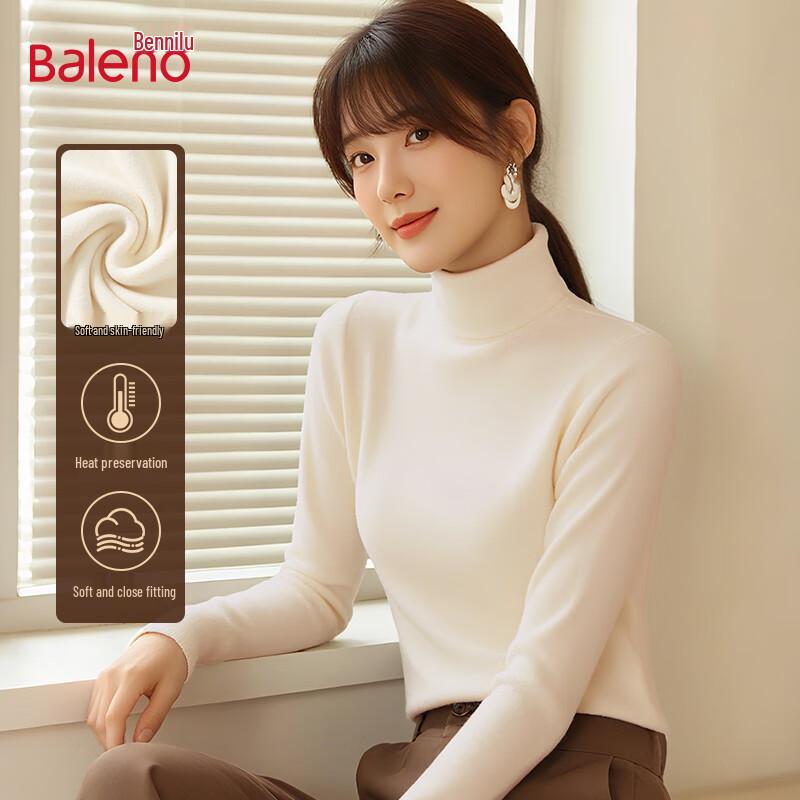 Baleno Women's Double-Sided Fleece Thermal Turtleneck Long Sleeve Top