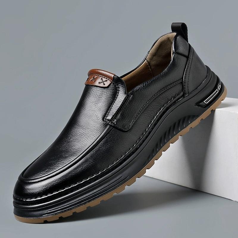 

New Trademark Size 38-44 Upscale Men Casual Shoes Fashion Leather Shoes for Men Spring Autumn Men S Flat Shoes Driving Sneakers 38 чорний