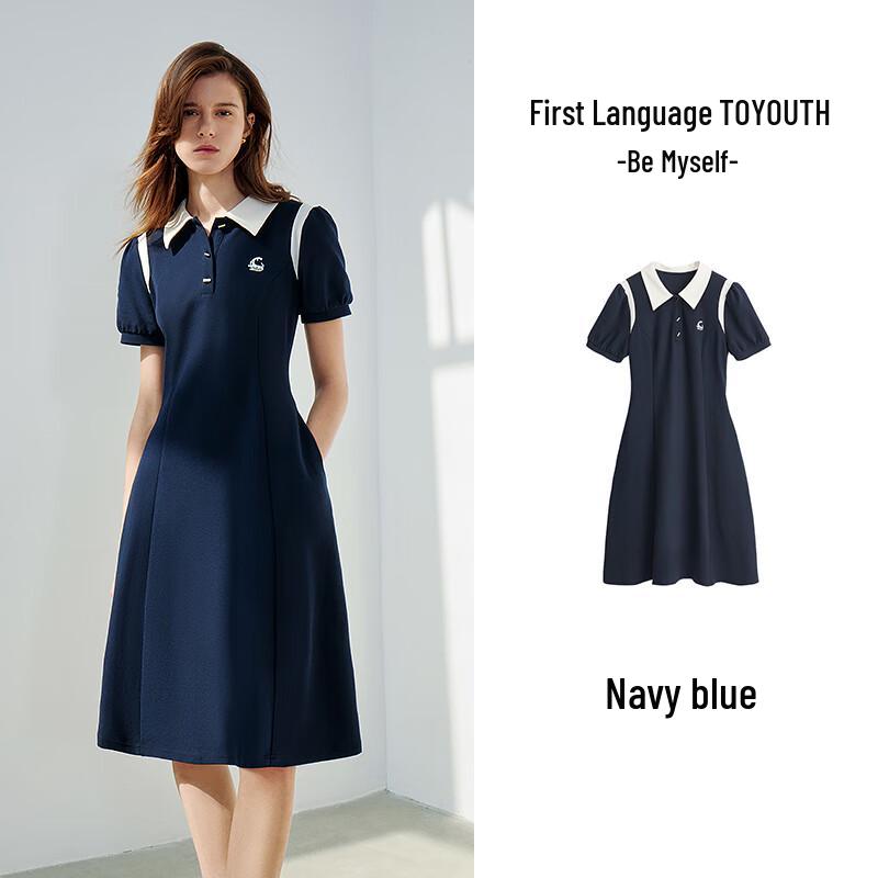 Chuyu Damen Colorblock Polo T-Shirt Kleid