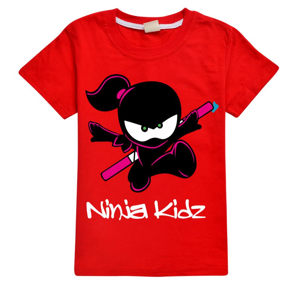 Ninja Kidz Dětská Letní Bavlněná Trička s Krátkým Rukávem Dětská Mikina Kreslené Teenagerské Vrchní Díly Kluci Dívky Trička Oblečení
