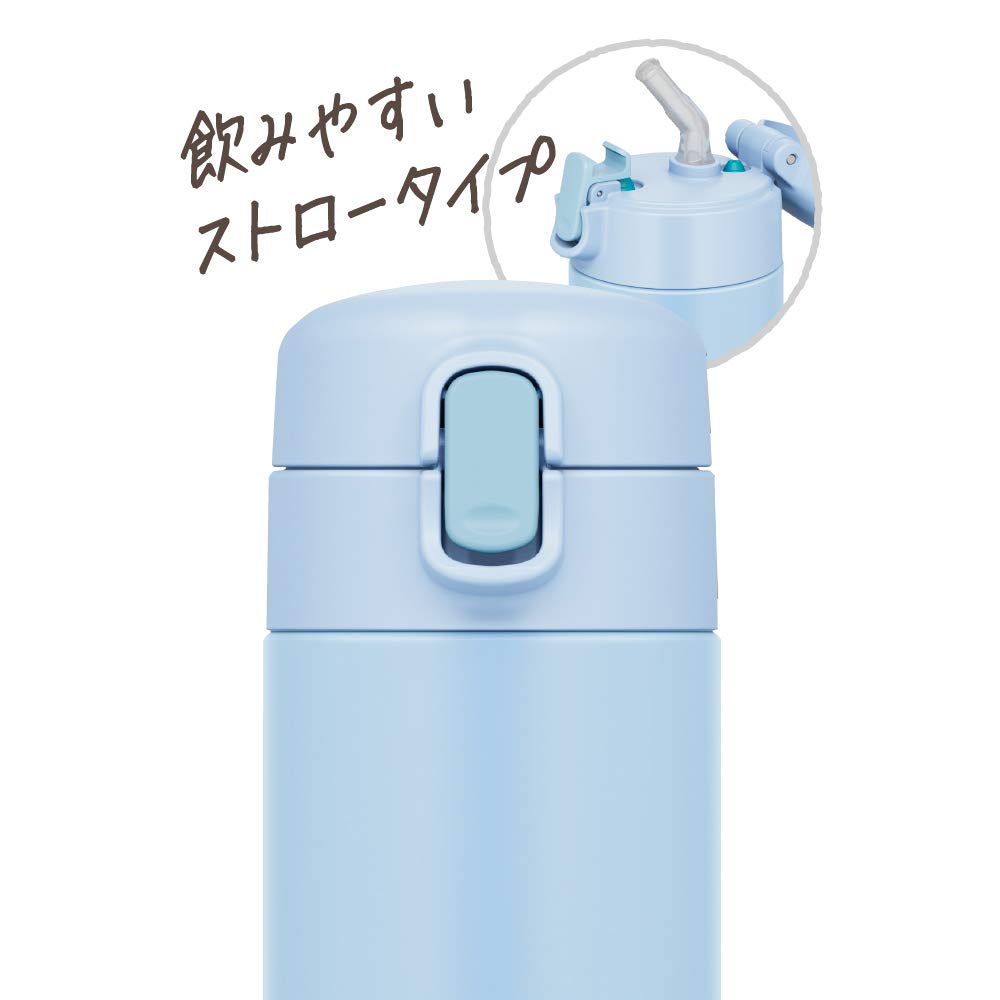 Thermos Wasserflasche, vakuumisolierte Strohhalmflasche, 350 ml, hellblau, nur zur Kaltlagerung, LB FJM-350