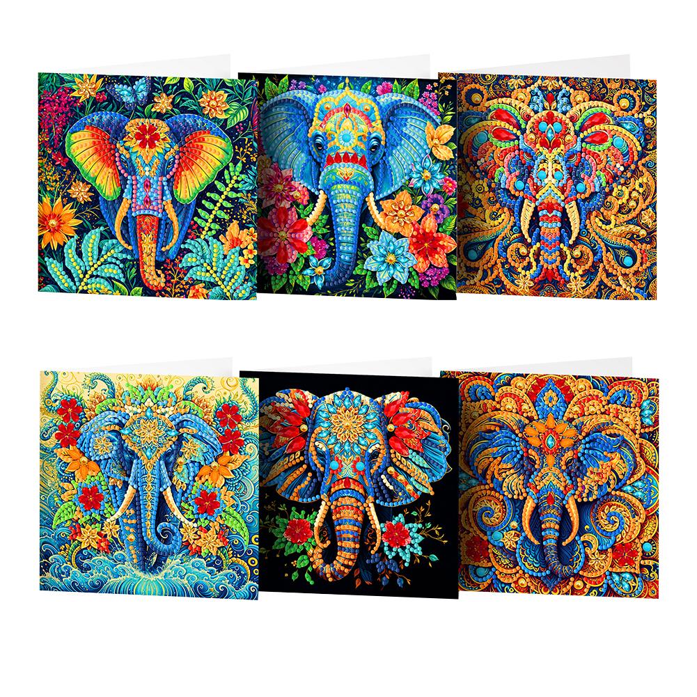 6/8PCS DIY Rhinestone Diamond Art Mosaic Postcards Animal Theme Diamond Art Greeting Cards Thank You Cards and Holiday Blessings