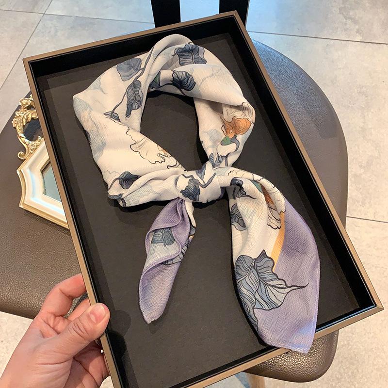 Double-sided Imitation Silk Wool Scarf Silk Scarf Women's New Neck Scarf Shirt Small Square Scarf Scarf Mother Gift
