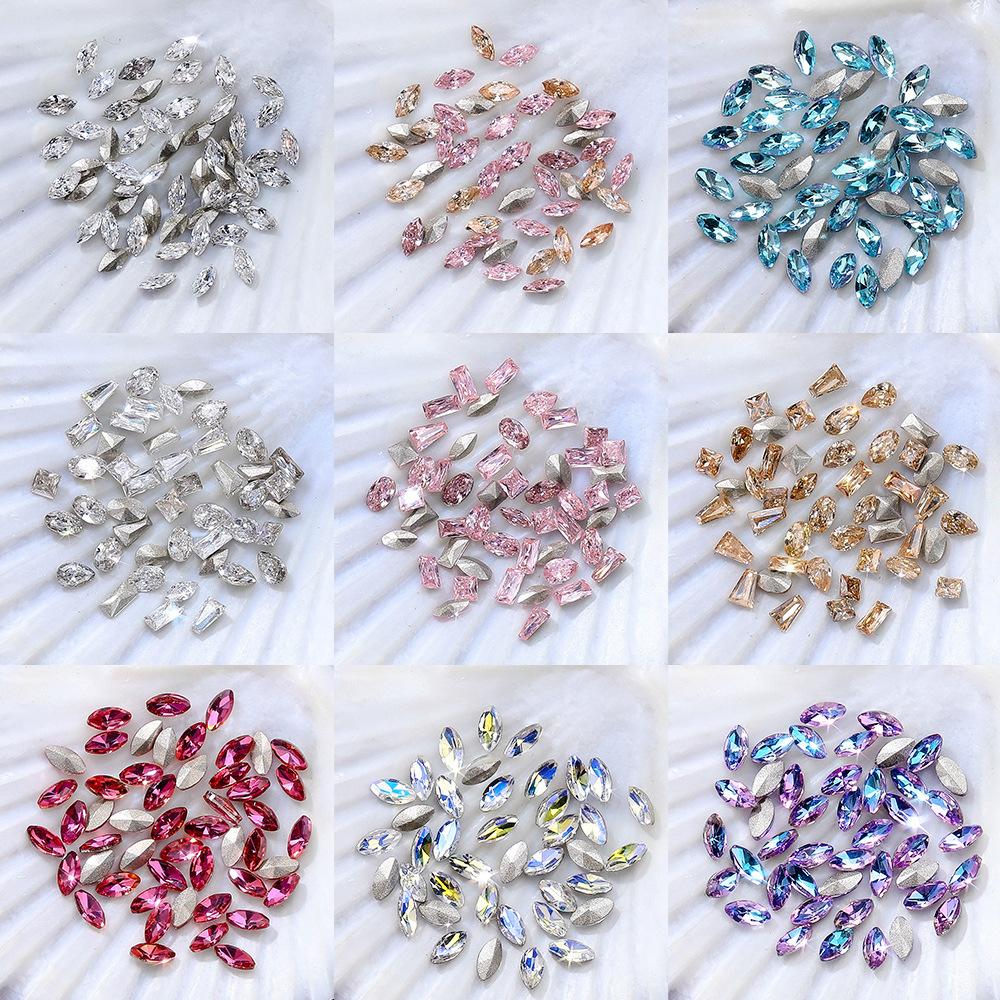 Mini Pointed Bottom Zircon Nail Art Small Zircon K9 Micro Zirconium Horse Eye Drill Pointed Bottom Mixed Water Drop Drill Nail Diamond Jewelry