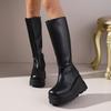 New Women'S Fashion Platform Mid-Calf Boots | Minimalist Versatile Style Height-Increasing Side Zipper Ankle Boots