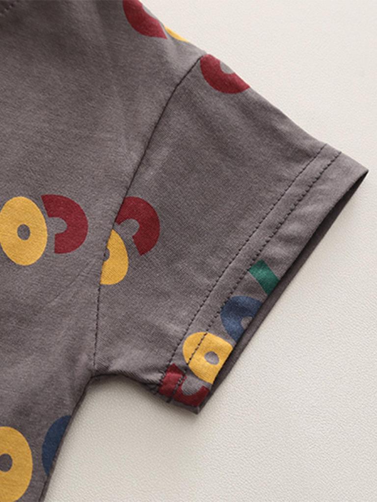 0-5 years old baby clothes casual suit summer new boys full of letters T-shirt denim shorts two-piece set fashion cotton