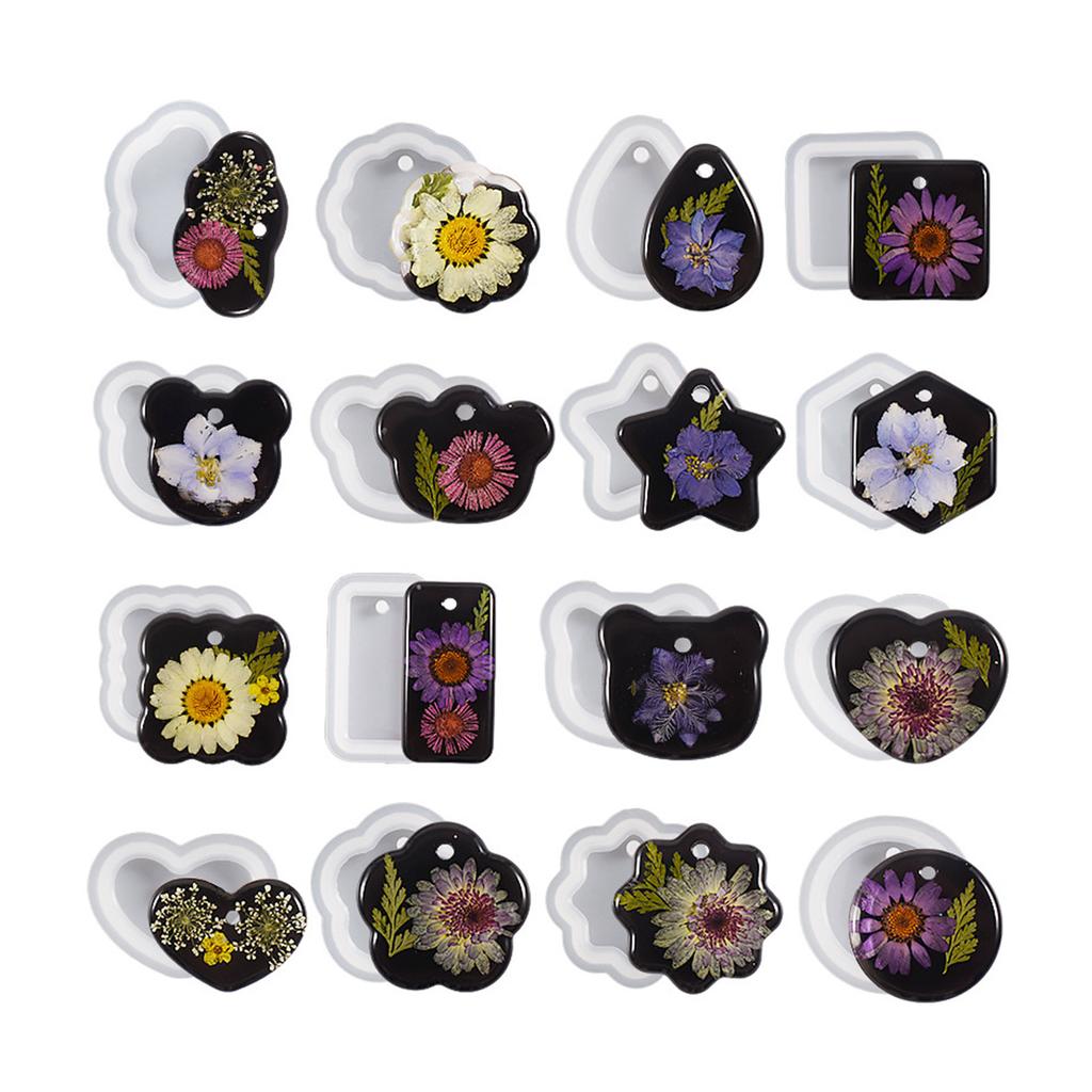 12 Pcs Geometric Silicone Mold Epoxy Resin Mold DIY Jewelry Pendant Tools Plaster Crafts Making Supplies Non-stick