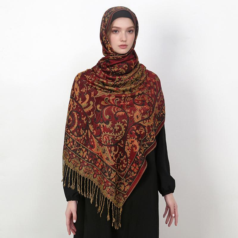 Pashmina Scarf Shawl Wrap Paisley Jacquard Stoles Vintage Cashew Scarves Printed Cotton Tippet Sunscreen Hijab