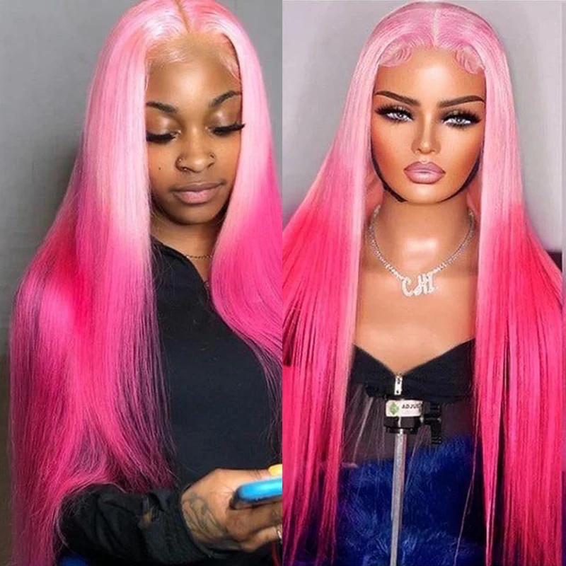AIMEYA Ombre Blue Wig Colored Lace Front Wigs for Women Long Silky Straight Synthetic Hair Heat Resistant Daily Use Cosplay Wig
