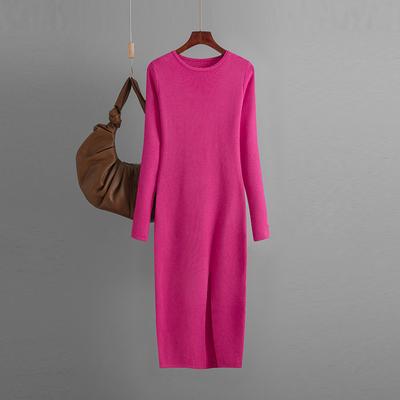 Autumn and Winter Women's Knitted Dress Slim Mid-length Long-sleeved Bottoming Package Hip Dress Sweater Dress
