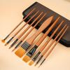 10 Pcs Orange Handle Nylon Bristle Watercolor Brush Set with Canvas Bag for Kids Adult DIY Handcraft Painting
