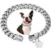Hochbelastbares Hundekettenhalsband mit Hundepfotenanhänger 15 mm breit Edelstahl Metall Kubanische Gliederkette Halsband für kleine mittelgroße Hunde