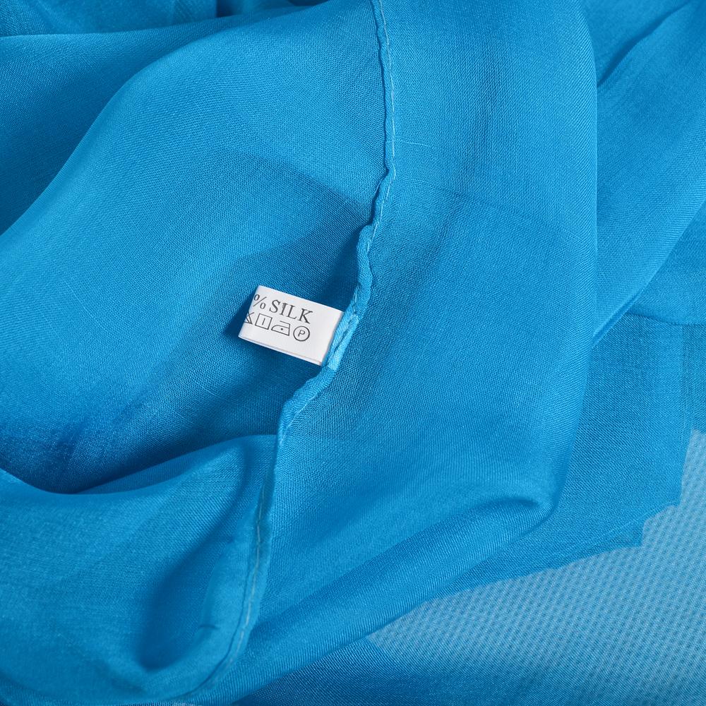 [BYSIFA] Peacock Blue Winter 100% Mulberry Silk Long Scarves Wraps Female Fashion Large Scarf Shawl Spring Fall Silk Scarf Cape