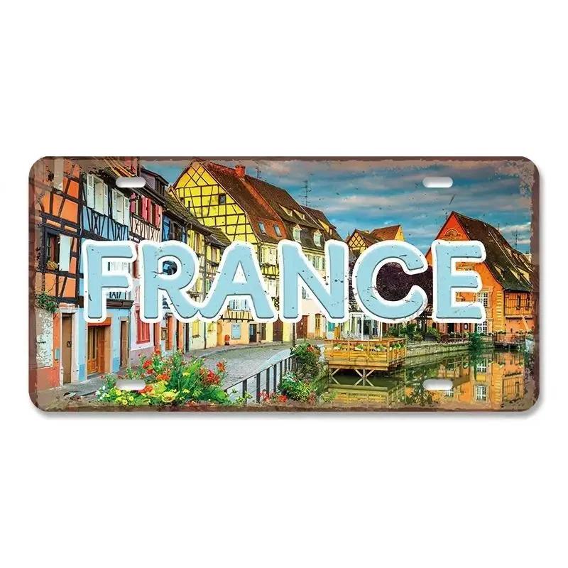 Vintage Metal Tin Signs Decors Country Capital City License Plate Retro America France Brazil Turkey Metal Posters Cafe Club Bar