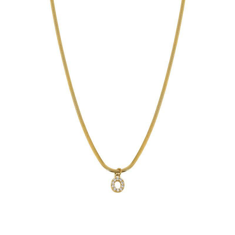 Rhinestone Inlaid French Court Style Snake Bone Collared Pendant with 26 European American Letters